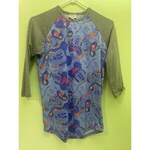 LuLaRoe Randy Disney Blue Mickey Small 3/4 Sleeve SZ XS